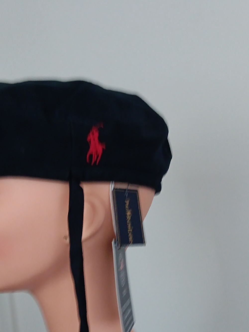 Polo Ralph Lauren NAVY Cotton Military-Style Beret with Red Logo - Picture 2 of 7